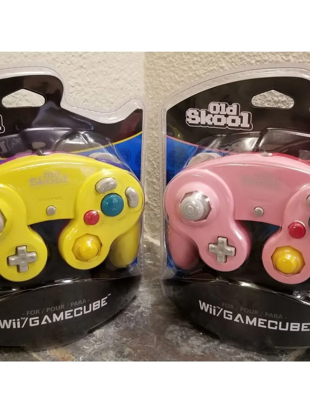 2 Gamecube Controllers - Yellow & Pink (NEW) - Nintendo - Old Skool